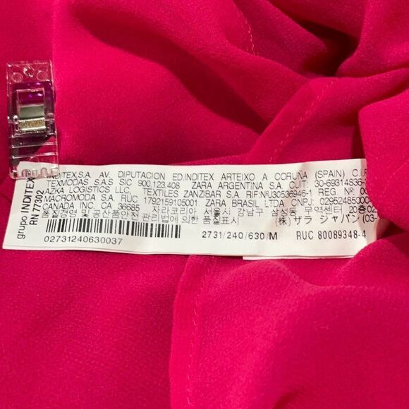 Zara Fushia Pink Plunge V Neck Tie Back Sleeveless Pleated Maxi Dress Medium - Picture 11 of 13